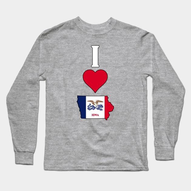 I Love Iowa Vertical I Heart Iowa State Flag Map Long Sleeve T-Shirt by Sports Stars ⭐⭐⭐⭐⭐